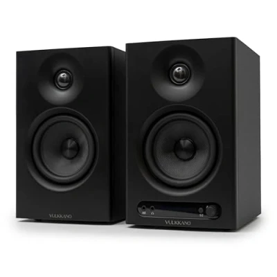 Afbeelding van VULKKANO PRO4 Studiomonitoren met 10,2 cm (4 inch) woofer, bluetooth, symmetrische TRS ingang, RCA, hoofdtelefoonuitgang, AUX, Optic, EQ instellingen, luidsprekermonitor voor pc