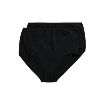 Afbeelding van Ulla Popken, Dames, grote maten, set van 2 Maxislip, katoenen modal, zwart, 50 52