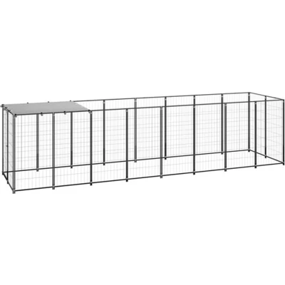 Afbeelding van vidaXL Hondenkennel 4,84 m² staal zwart