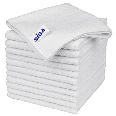 Afbeelding van MR.SIGA Microvezel reinigingsdoek, multifunctionele microvezelhanddoeken, streepvrije reinigingsdoekjes, 12 stuks, wit, maat 32 x cm (12,6 12,6 inch)