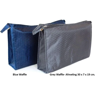 Afbeelding van Rojafit Toilettas Groot Grey Waffle Afmeting 30 x 7 19 cm.