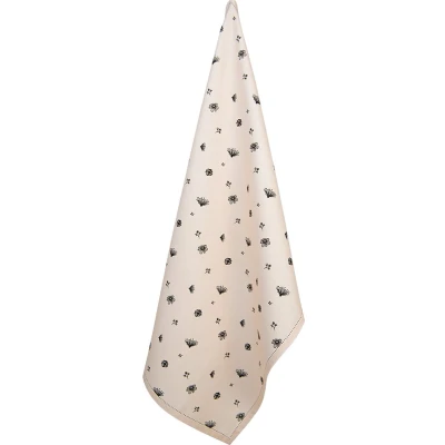 Afbeelding van Clayre &amp; Eef Theedoek 50x70 cm Beige Zwart Katoen Bloemen Keukenhanddoek