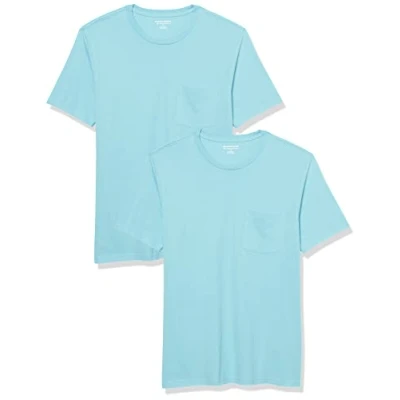 Afbeelding van Amazon Essentials Heren Slim Fit T shirt met korte mouwen en ronde hals, 2 stuks, lichtblauw, XS