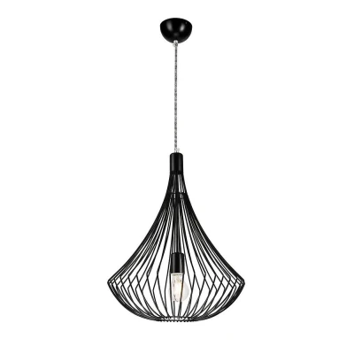 Afbeelding van Lamkur Hanglamp Cage in zwart met kooikap