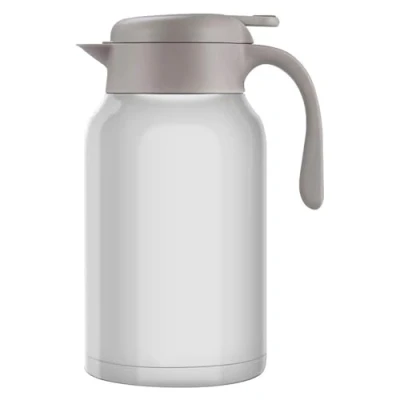 Afbeelding van Thermoskan 2L 304 roestvrij staal dubbelwandig vacuüm geïsoleerde koffiepot koffie thermos, koffieplunger, sap/melk/thee isolatie pot (wit)