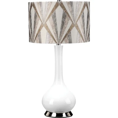 Afbeelding van Elstead Lighting LED Tafellamp MILO 1X E27 Max 60W Polished Nickel, White, Silver