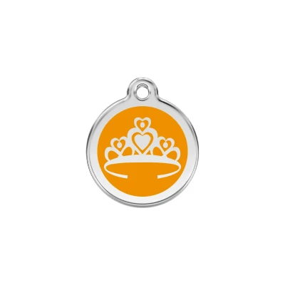 Afbeelding van Crown Orange roestvrijstalen hondenpenning small/klein dia. 2 cm RedDingo