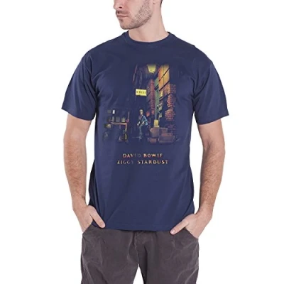 Afbeelding van David Bowie Ziggy Stardust Heren T shirt XL Blauw