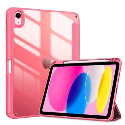 Afbeelding van ProCase voor iPad 10e generatie hoesje met potloodhouder 2022 10,9 inch, transparante achterkant 10 hoesje, hoes A2696 A2757 A2777 roze