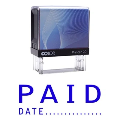 Afbeelding van Betaalde datum Zelf Inken Rubber Stempel Aangepaste Colop Office Stationaire P20 Mini Stamper Blue Ink