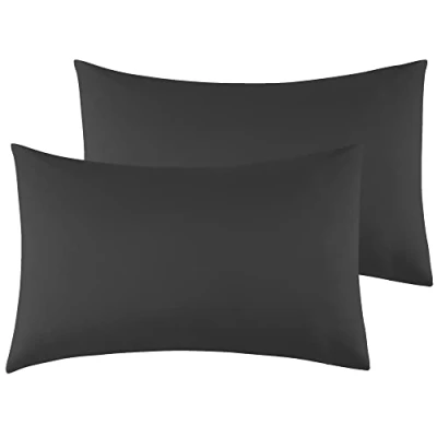 Afbeelding van Kussenslopen Voor Tweepersoonsbed 40x70cm, Set van 2 Microvezel met Envelopsluiting Zwart
