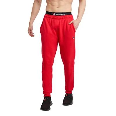 Afbeelding van Champion Powerblend, fleece joggers, comfortabele joggingbroek voor heren (Reg. Or Big &amp; Tall), Scarlet C Patch Logo, L