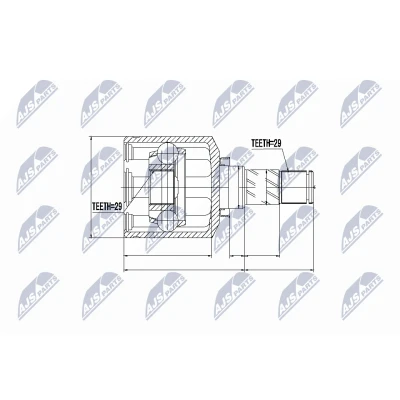 Afbeelding van NTY NPW NS 044 Homokineet Vooras links NISSAN: Qashqai / Qashqai+2 I, X Trail