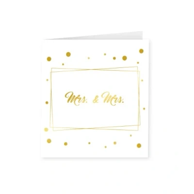 Afbeelding van PD Party 7028045 Pasgetrouwde Kaart Mrs. &amp; Mrs., Goud/Wit, 15cm Lengte x Breedte 0.5cm Hoogte