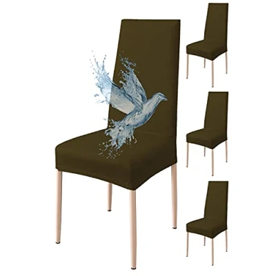 Afbeelding van Stoelhoezen Met Rugleuning 4 Stuks Elastisch, Waterdicht, Universele Maat, Moderne Eetkamerstoelhoezen, Wasbaar Afneembaar Bruin