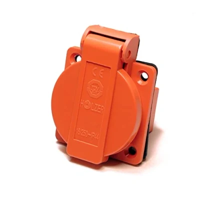 Afbeelding van HOLZER 8 stuks/inbouwstopcontact, Schuko aanbouw, stopcontact, 16 A vochtige ruimtes, PA6 / + flensafdichting (oranje)