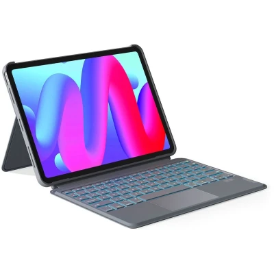 Afbeelding van Inateck Toetsenbord hoes voor iPad Air 6 11 inch 2024, 5/4 10,9 inch, Pro 4/3/2/1, staande/landschapsstandaard, afneembaar touchpad met 7 kleurige achtergrondverlichting,