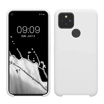 Afbeelding van kwmobile telefoonhoesje geschikt voor Google Pixel 5 Hoesje met siliconen coating Smartphone case in mat wit
