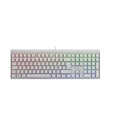 Afbeelding van CHERRY MX 2.0S, mechanisch gamingtoetsenbord met RGB verlichting, Duits indeling (QWERTZ), bedraad, ontworpen in Duitsland, Originele BROWN schakelaars, wit