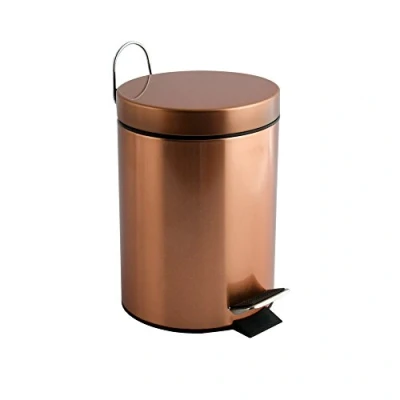 Afbeelding van MSV Prullenbak/pedaalemmer metaal koper kleurig 3 liter 17 x 25 cm Badkamer/toilet Pedaalemmers