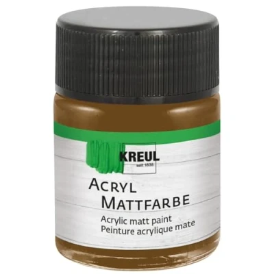 Afbeelding van KREUL 75509 Matte acrylverf, donkerbruin in een potje van 50 ml, romig dekkende, sneldrogende verf op waterbasis, geschikt voor vele verschillende ondergronden