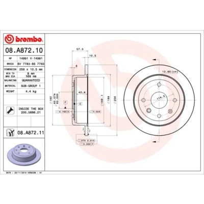 Afbeelding van Brembo Remschijf 08.A872.11