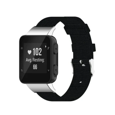 Afbeelding van Nylon canvas bandje Zwart Garmin Forerunner 35 / 30