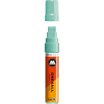 Afbeelding van Molotow ONE4ALL 15mm Acryl Marker Pastel groen/blauw Geschikt voor vele oppervlaktes zoals canvas, hout, steen, keramiek, plastic, glas, papier, leer...