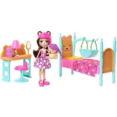 Afbeelding van ​​Enchantimals Slaapfeestje speelset Bren Beer pop (15 cm) en Snore dierenfiguur​, FRH46