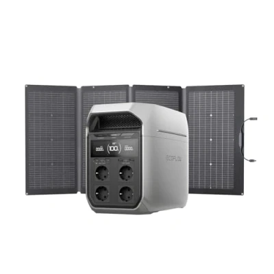Afbeelding van ECOFLOW DELTA 3 Plus Zonnegenerator met 220 W dubbelzijdig zonnepaneel, 1000 zonne energie ingangsvermogen, LiFePO4 accu, 1024 Wh Portable Energiestation voor noodstroom thuis, kamperen en campers