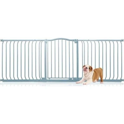 Afbeelding van Bettacare Hondenhekje met Gebogen Bovenkant Assortiment, 197cm 206cm (69 opties beschikbaar), Mat Grijs, Drukfit Hekje voor Hond en Puppy, Huisdieren Honden, Eenvoudige Installatie