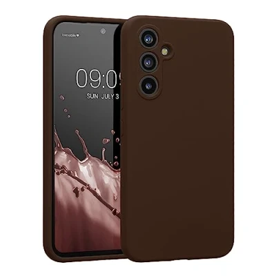 Afbeelding van kwmobile telefoonhoesje compatibel met Samsung Galaxy A54 5G hoesje Back cover siliconen coating Smartphone case in chocoladebruin