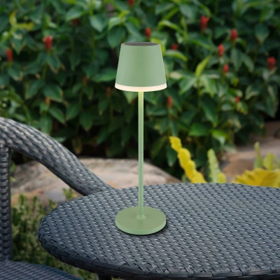 Afbeelding van Globo LED lamp op zonne energie, metaal, lichtgroen, hoogte 41 cm, IP44
