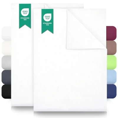 Afbeelding van Set van 2 stuks laken/beddengoed, 250 x 150 cm, wit, Green Mark Textilien, 100% geweven katoen