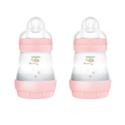 Afbeelding van MAM Easy Start Anticolica Babyfles in set van 2, met SkinSoftTM siliconen zuiger, 0+ maanden, 160 ml, roze