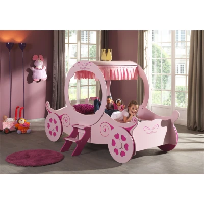 Afbeelding van LUCEVI Carbeds Princess Kate Bed + Matras Roze 90x200 cm