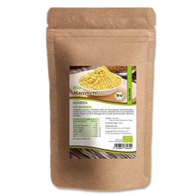 Afbeelding van Mynatura Biologisch maïsmeel, meel, gemalen maïs, voor bakken en koken, glutenvrij, brood, wraps, tortilla&#039;s meer, in zak (1 x 1000 g)
