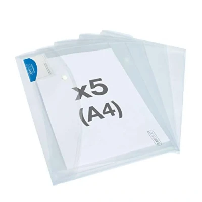 Afbeelding van Rapesco 1629 ID Documentenmap met Drukknoop, A4+, Transparant, Verpakking van 5