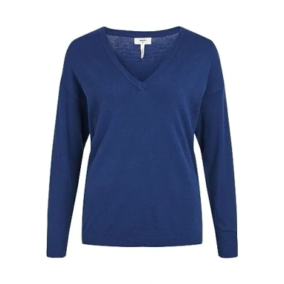 Afbeelding van Object Objthess L/S Vneck Pullover NOOS Trui, Dames, Maat: Medium, Estate bluedetail melange