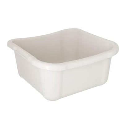 Afbeelding van KADAX Rechthoekige wasbak, robuuste waskom met comfortabele handgrepen, opbergcontainer, compacte reinigingsbak, kom (wit, 12 liter)