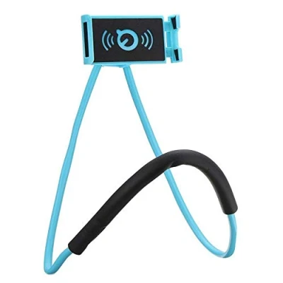 Afbeelding van telefoonhouder, 360 graden draaibaar, houder om de hals, flexibel, mobiele luie beugel voor bed, multifunctioneel, smartphone, bureau, verstelbaar, (blauw)
