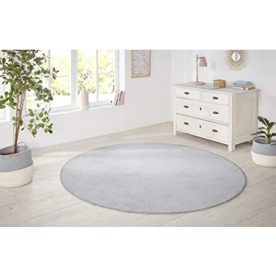 Afbeelding van Modern Effen Vloerkleed Rond Nasty Zilver 133 Cm
