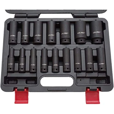 Afbeelding van US PRO B1340 Krachtslagmoerdoppen 1/2 inch 10 32 mm slagmoerset, 16 stuks