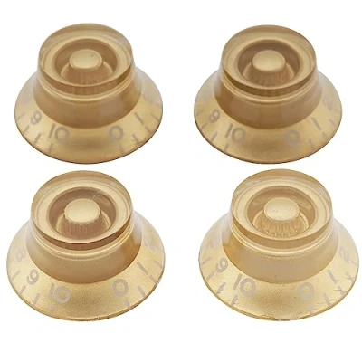 Afbeelding van Musiclily Metrisch Kunststof Gitaar Top Hat Knobs Volume Tone Controle Potmeter Knoppen voor Les Paul Stijl Elektrische Gitaar, Goud (4 Stuks)