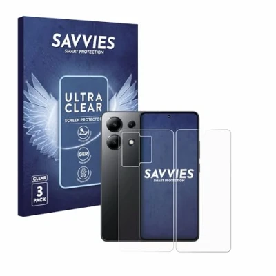 Afbeelding van Savvies Screenprotector voor Xiaomi Redmi Note 13 4G (Voor+Achter) Folie Beschermfolie transparant (6 Stuks)