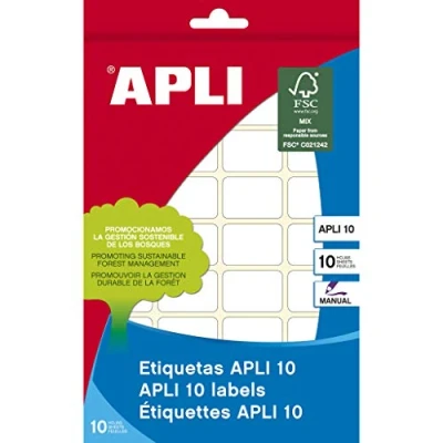 Afbeelding van APLI 1634 10 witte etiketten 10,0 x 16,0 mm vellen