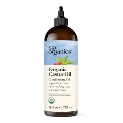 Afbeelding van Sky Organics Organic Castor Oil voor Haar, Wimpers &amp; Wenkbrauwen 100% Puur Koudgeperst USDA Certified om te Versterken, Hydrateren Conditioneren, 16 fl. Oz