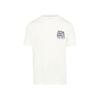 Afbeelding van s.Oliver MIT CREW NECK UND Frontprint Tshirt print, Heren, Maat: XL, Weiß