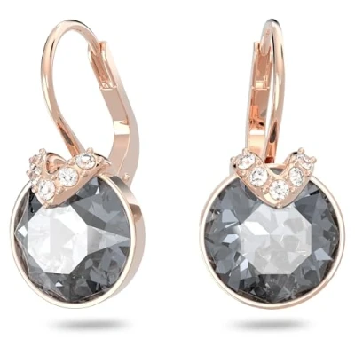 Afbeelding van Swarovski Bella V Oorhangers, Ronde slijpvorm, Grijs, Roségoudkleurige toplaag