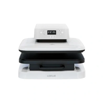 Afbeelding van LOKLiK Auto Heat Press, wit, compact, opstrijkbaar, textielprint